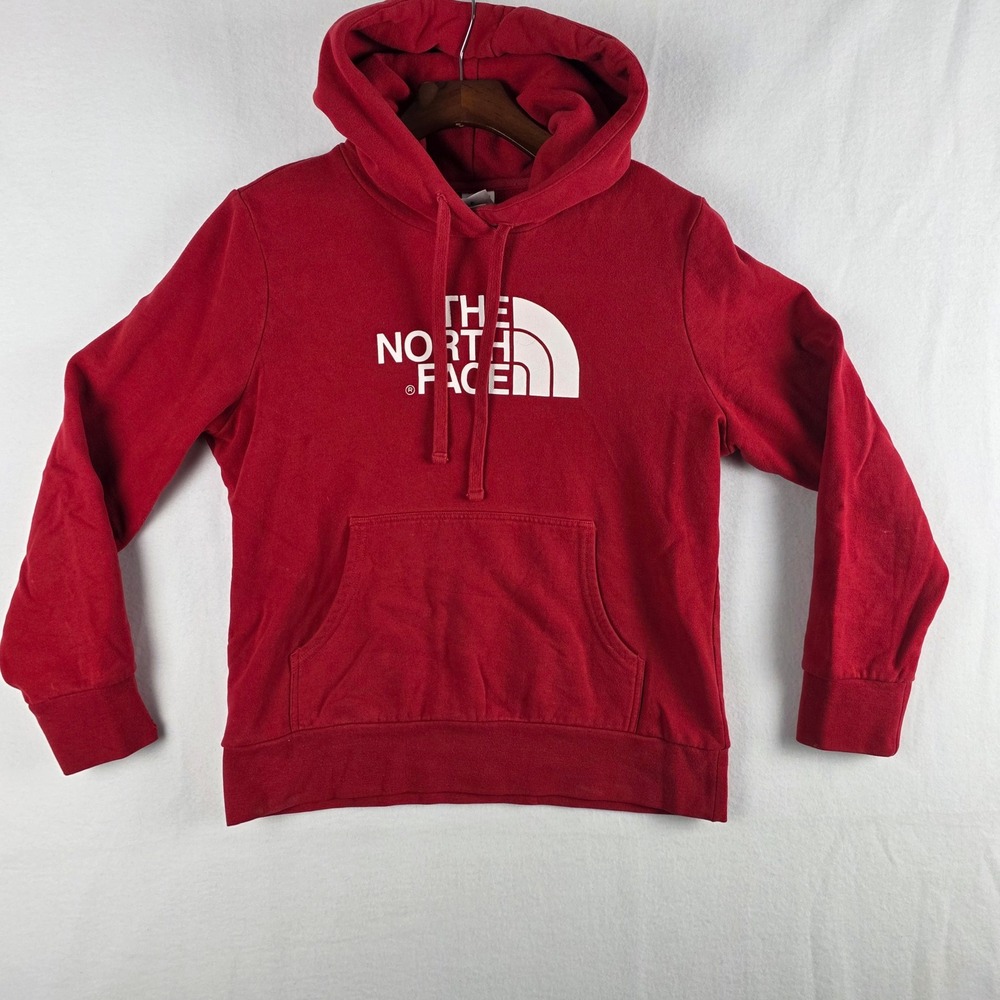 The North Face Womens Medium Red Pullover Hoodie Logo Sweatshirt 0511